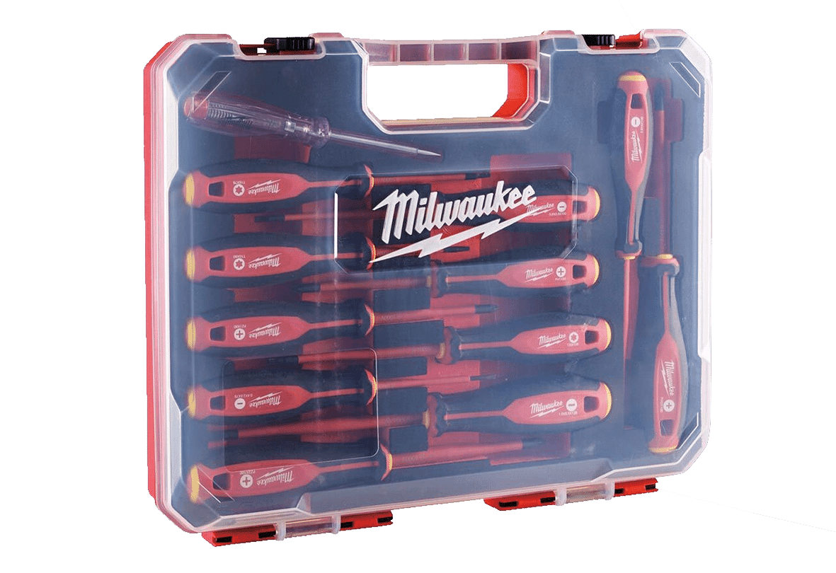 Milwaukee 12 Pcs Tri-Lobe VDE SL / PH / PZ/ TX & Voltage Tester Screwdriver Set