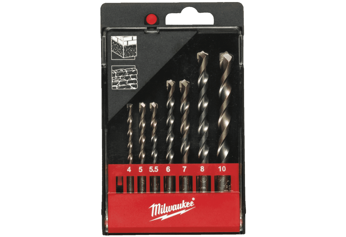 Milwaukee 8 pcs 3mm - 10mm Straight Shank Concrete Drill Bit Set