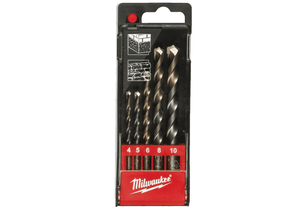 Milwaukee 5 pcs 4mm - 10mm Straight Shank Concrete Drill Bit Set