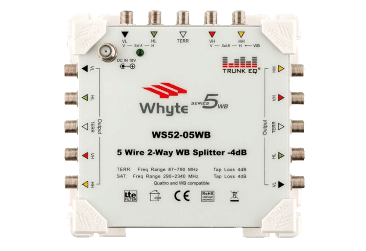 GLO-WHYTE-10053 WS52-05WB 5 Wire 2-Way Splitter Wideband