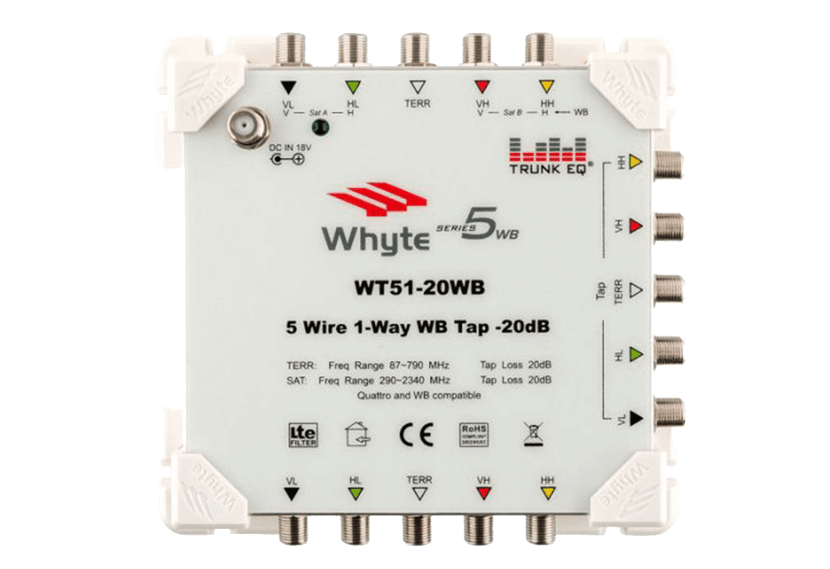 GLO-WHYTE-10052 Whyte WT51-20WB 5 Wire 1-Way 20db Wideband Tap