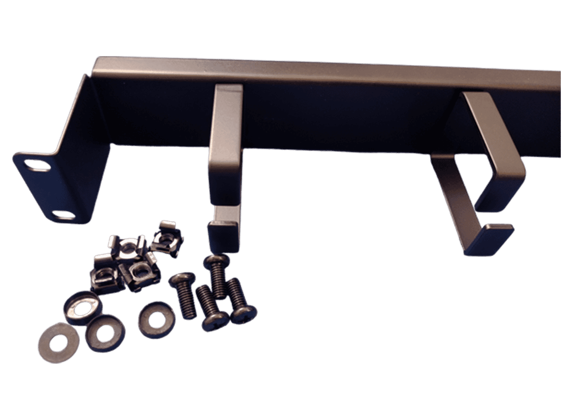 TUK 1U Recessed Cable Management Bar with 4 x 65mm Vertical Rings