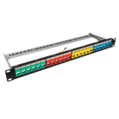 TUK Colour Coded 1U 24 Port Keystone Patch Panel with 6 x 4 Colours TUK Colour Coded 1U 24 Port Keystone Patch Panel with 6 x 4 Colours