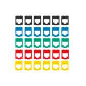 TUK Colour Coded 1U 24 Port Keystone Patch Panel with 6 x 4 Colours TUK Colour Coded 1U 24 Port Keystone Patch Panel with 6 x 4 Colours
