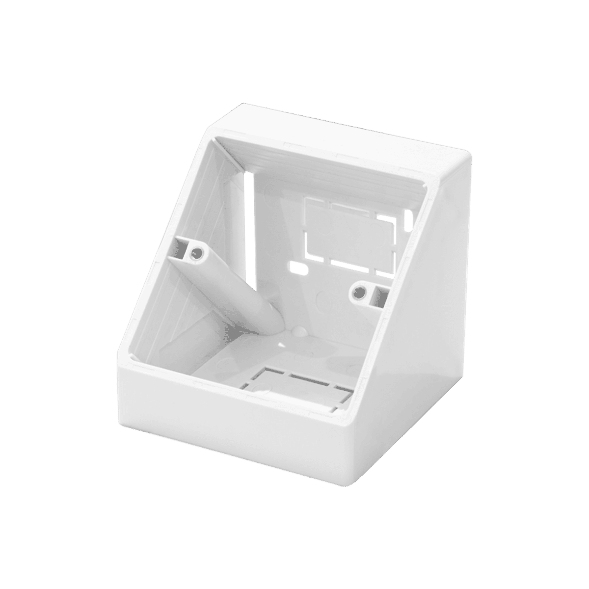TUK Single Gang Bench or Corner Mount Angled Back Box 86 x 86mm - White