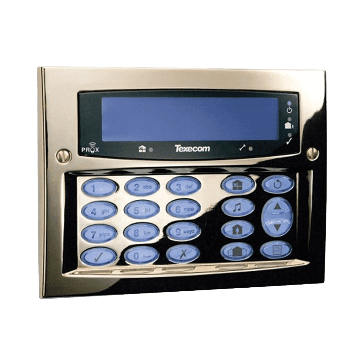Inner Ranger Elite Keypad Texecom DBD-0122 Premier Elite FMK Polished Brass Flush Mount LCD Keypad