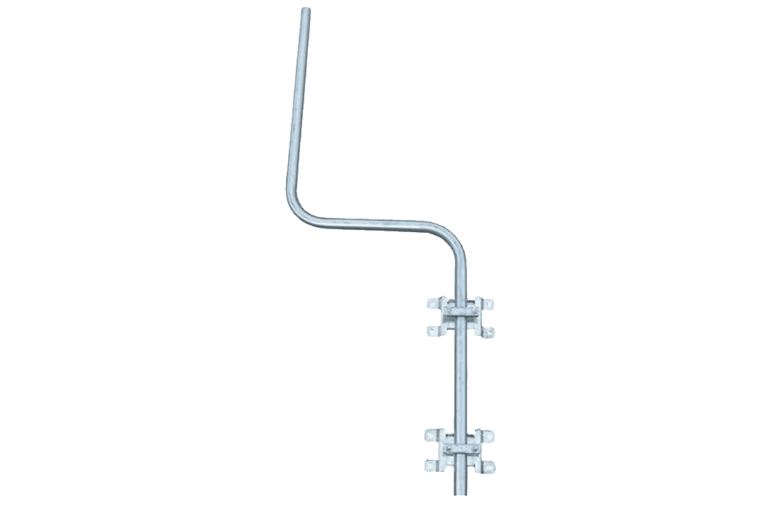 1.5m Swan Neck Satellite or Aerial Cranked Mast with Wall Brackets