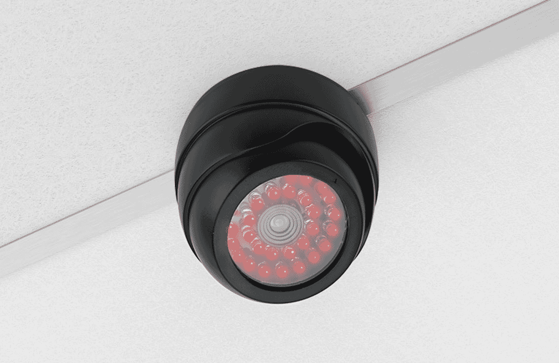 Realistic Dummy Turret Style CCTV Camera with Glowing IR LEDs