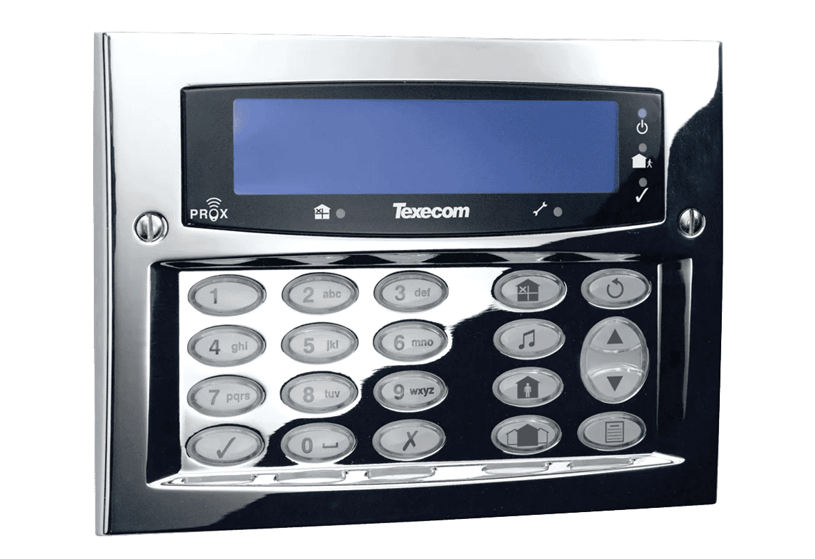 Texecom DBD-0121 Premier Elite Polished Chrome FMK Flush Mount LCD Keypad