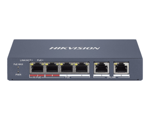 Hikvision DS-3E1106HP-EI 4+2 Port 100Mbps Smart Managed PoE+ Switch