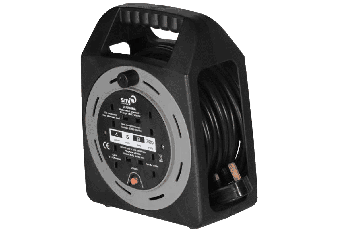 25m 4 Gang Enclosed Extension Reel (230V AC 13A) with Thermal Cut Out