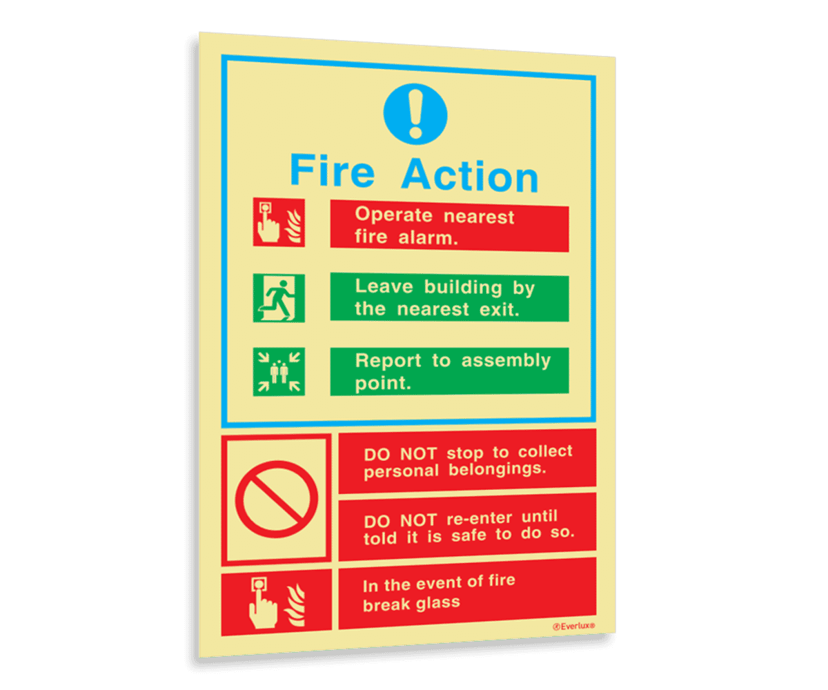 Fire Action sign - 200mm x 150mm | Connectec.uk