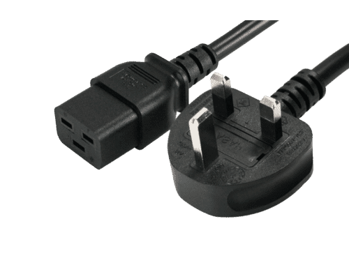 IEC C19 to UK (13Amp) Black PVC 1.5mm Power Lead