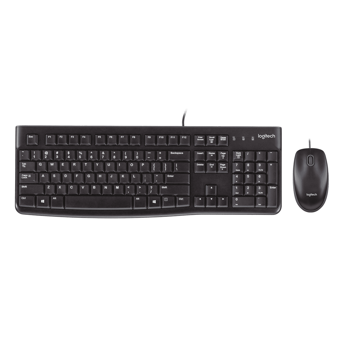 Logitech MK120 - Kit Tastiera E Mouse Cablati, Layout Svizzero QWERTZ, Nero, USB Plug-and-play, Anti-spruzzo