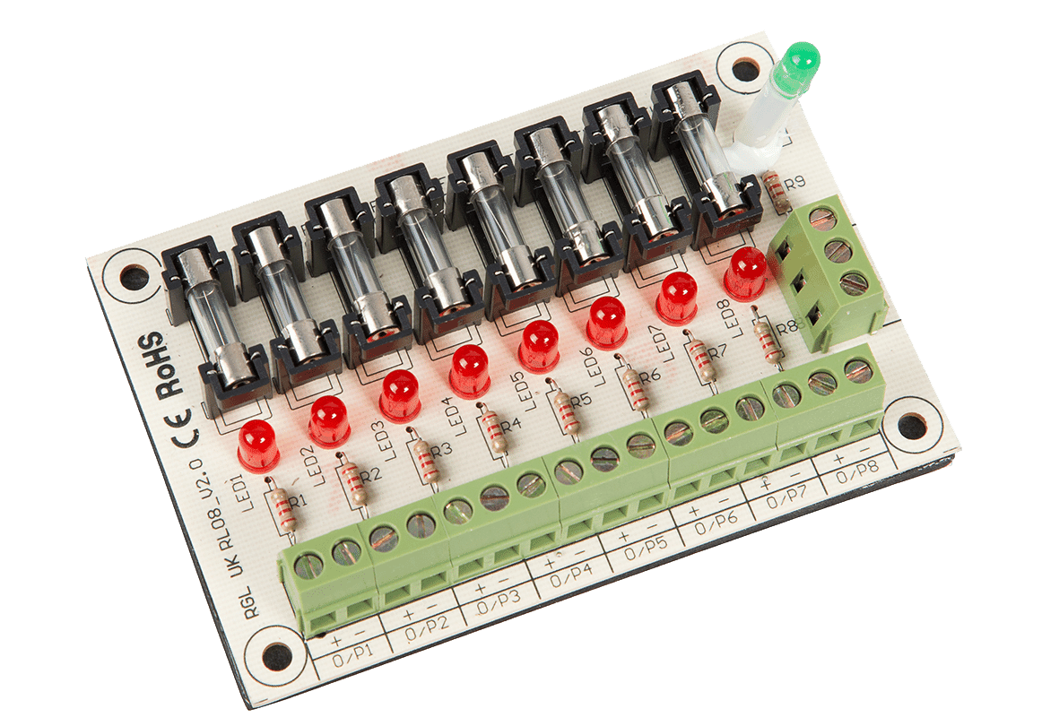 RGL RL08 8-Way 0.5A Fuse Board 12/24VDC