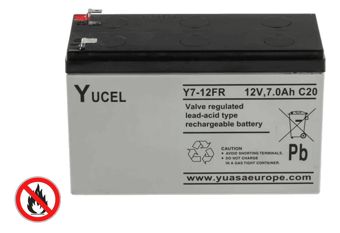 Yuasa Yucel 12v 7Ah Flame Retardent Lead Acid Battery | Connectec.uk