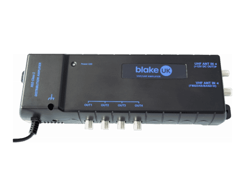 Blake 4-Way Indoor Distribution Amplifier 8db Gain (470-694MHz) (RED Class 1)