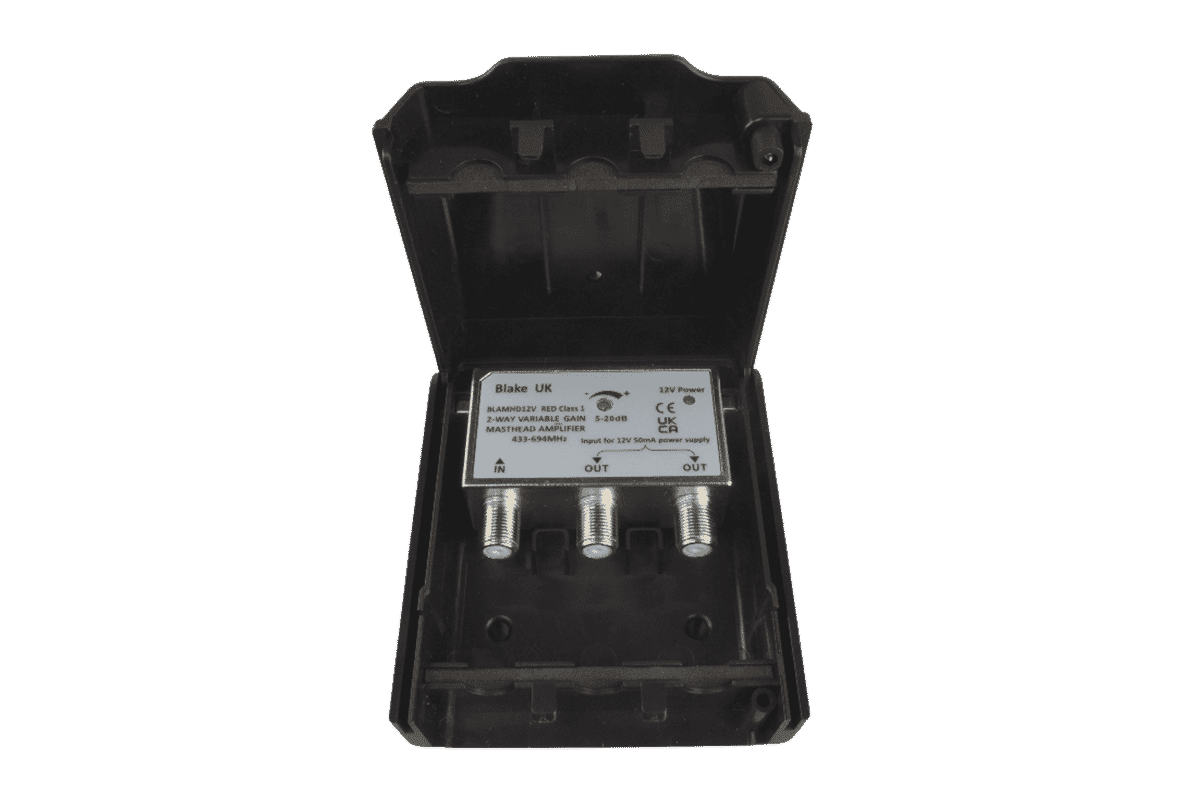 Blake 2-Way Variable Gain 5-20db Masthead Amplifier with PSU (RED