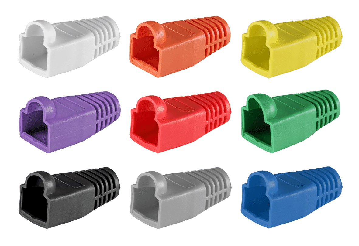 RJ45 plug strain relief boot hood 6.5mm Cat 6A (10 Pack)