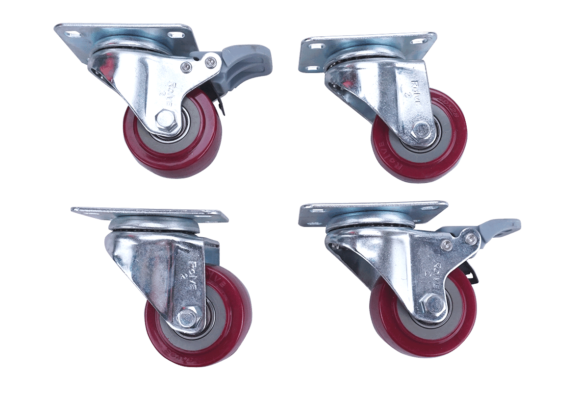 Red Castors Wheels (Pack of 4) for Kauden Convertible Cabinets