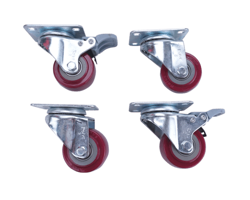 Red Castors Wheels (Pack of 4) for Kauden Convertible Cabinets