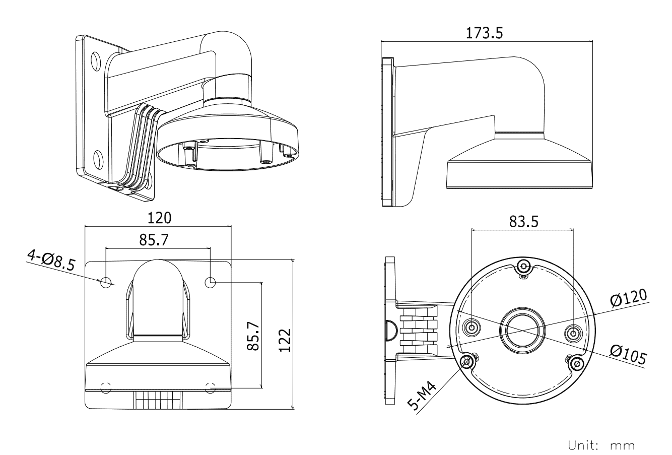Hikvision DS-1272ZJ-120 Pendant Wall Bracket