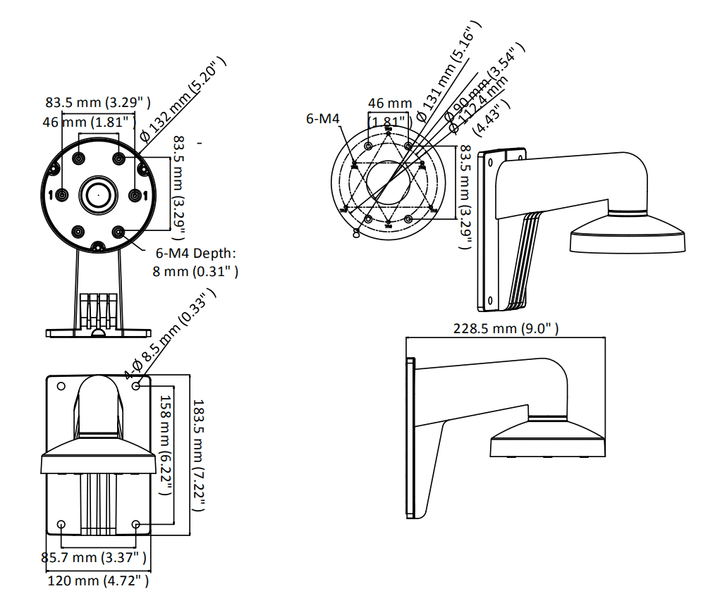 Hikvision DS-1273ZJ-130-TRL Wall Bracket