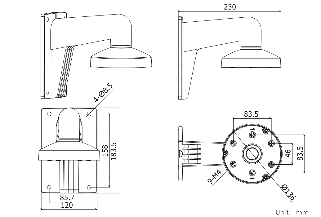 Hikvision DS-1273ZJ-135 Wall Bracket