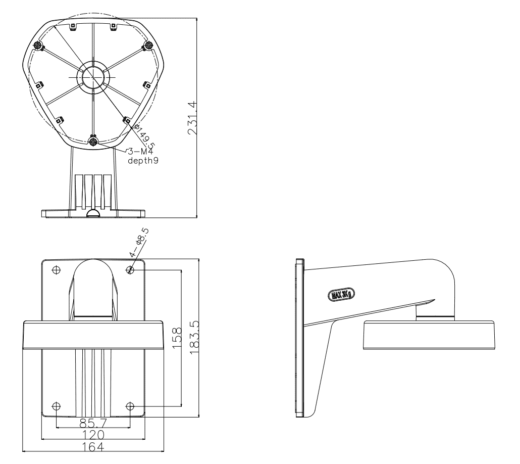 Hikvision DS-1273ZJ-DM25 Pendant Bracket