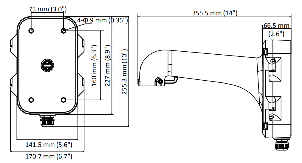 Hikvision DS-1604ZJ-P GREY PTZ Wall Bracket with Junction Box