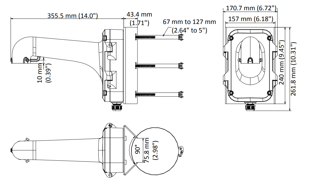 Hikvision DS1604ZJPOLE Pole Mount Bracket with Junction Box for PTZ