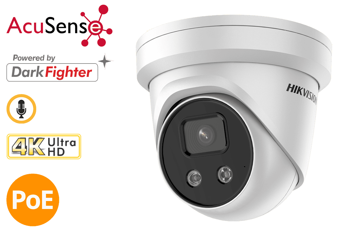 Hikvision DS-2CD2386G2-IU 8MP 4K IP Acusense Audio Turret