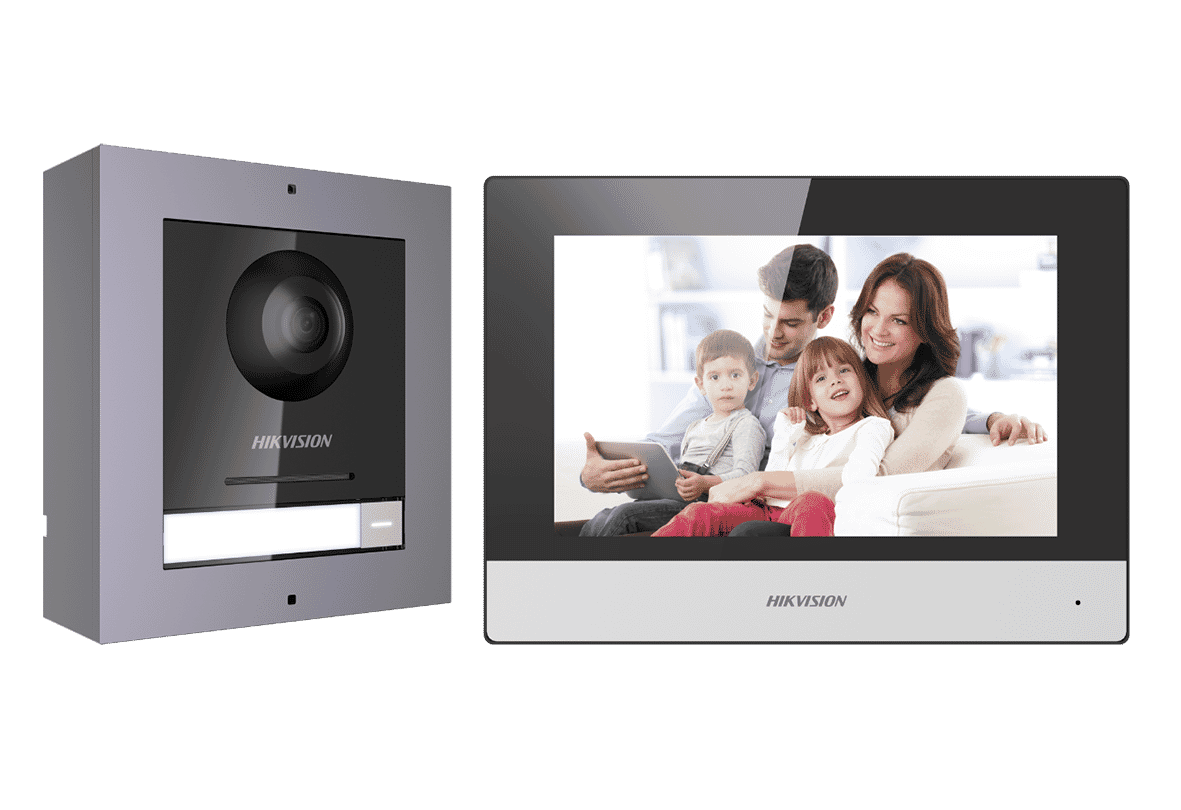 Hikvision DS-KIS602 IP Video Intercom Kit with Intercom, Screen and PoE Switch