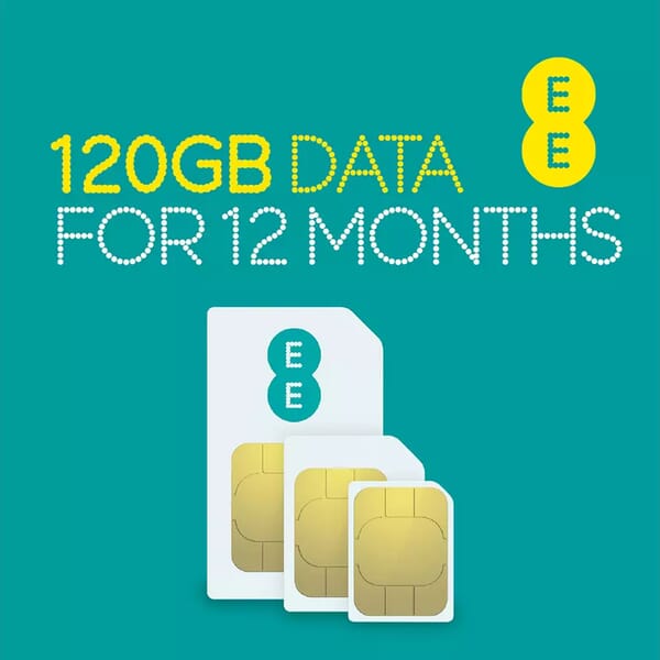 EE 120GB 12 Month Pay As You Go Data Only Sim Card for 3G/4G Mobile Devices