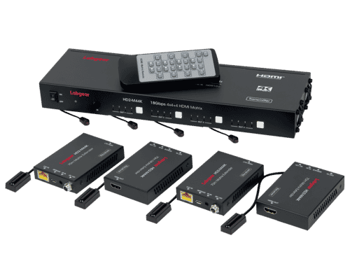 Labgear 4-Way HDMI v2.0 18Gbps Matrix 4K 60Hz over Cat6/7 HDR10 Dolby Vision DTS