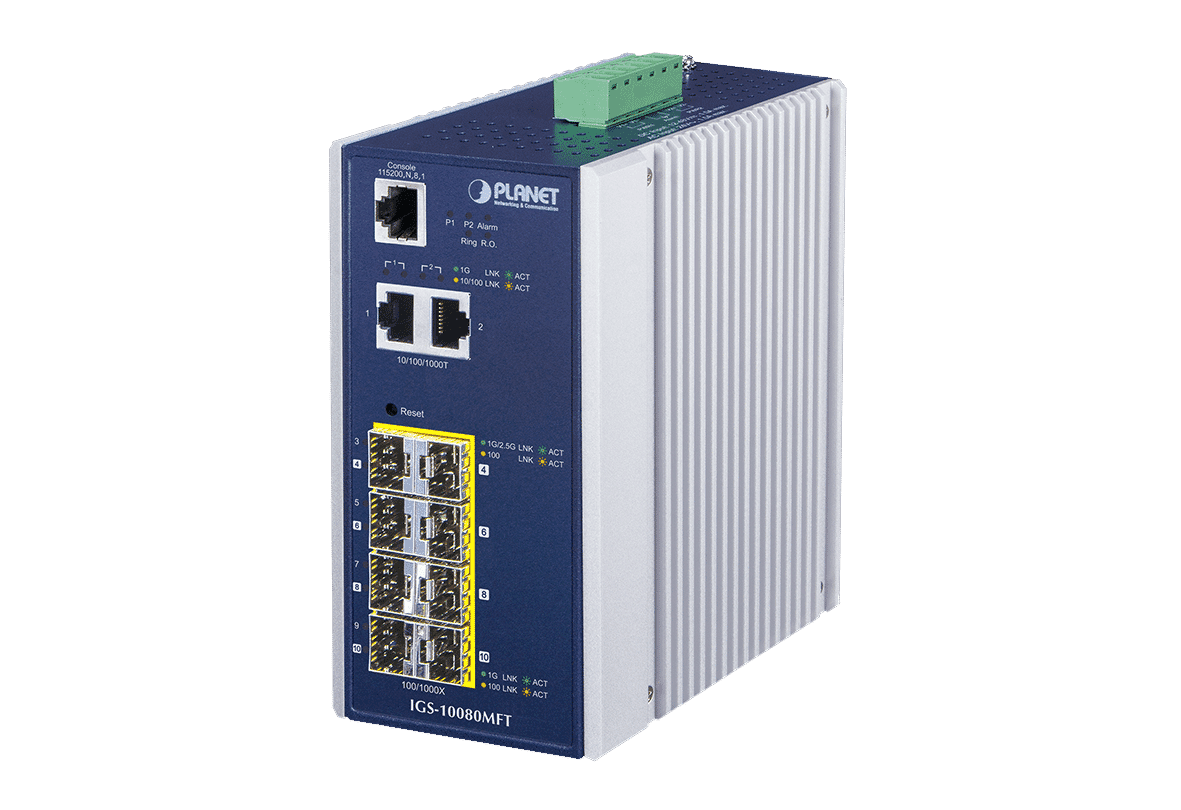 Planet IGS-10080MFT Industrial 6x 1G SFP + 2x 2.5G SFP + 2x 1G RJ45 Switch