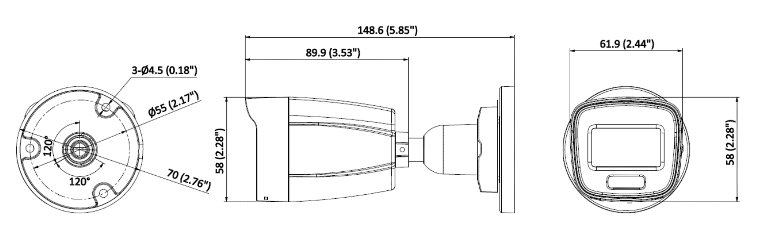 HiLook IPC-B159H/GREY 5MP IP Colorvu PoE Bullet Camera 2.8mm
