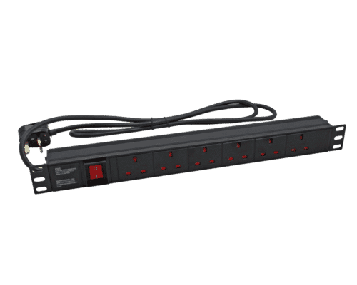 UK Socket / UK Plug PDU Horizontal 6 Way Surge