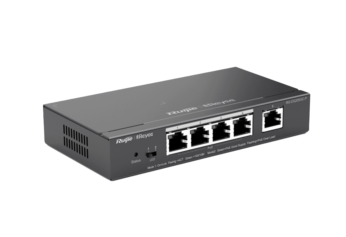 Ruijie RG-ES205GC-P Reyee 5-Port Gigabit Smart Cloud Mananged 54W PoE+ Switch