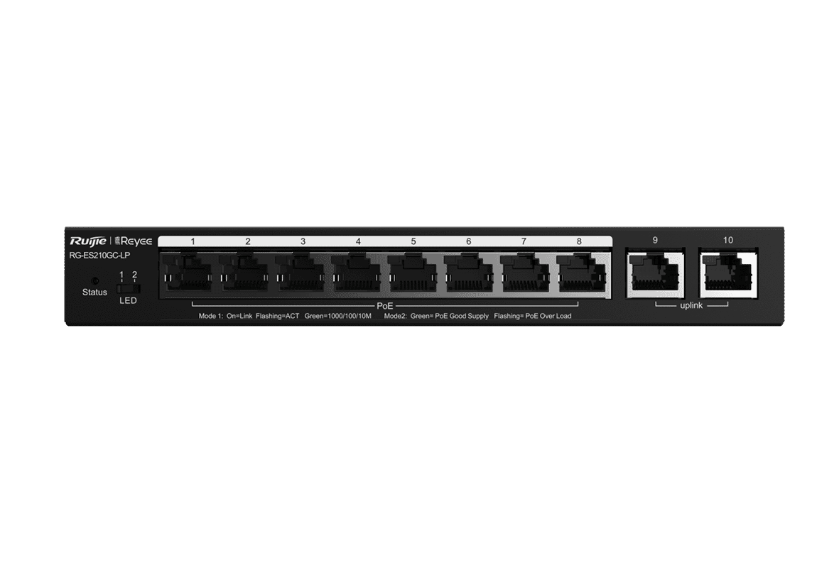 Ruijie RG-ES210GC-LP Reyee 10-Port Gigabit Smart Cloud Managed 70W PoE+ Switch