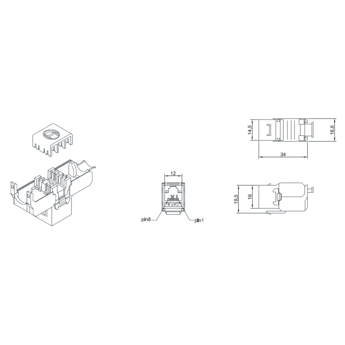 Data Keystone Module Kauden Cat 6 Tool-Less Keystone Module IDC White