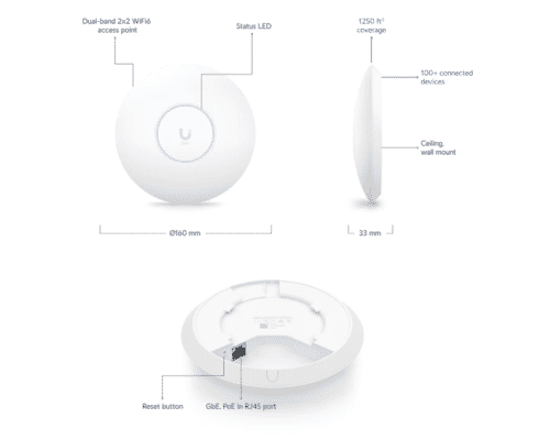 Ubiquiti UniFi U6+ (U6-Plus) Wi-Fi 6 Access Point PoE 802.11a/b/g