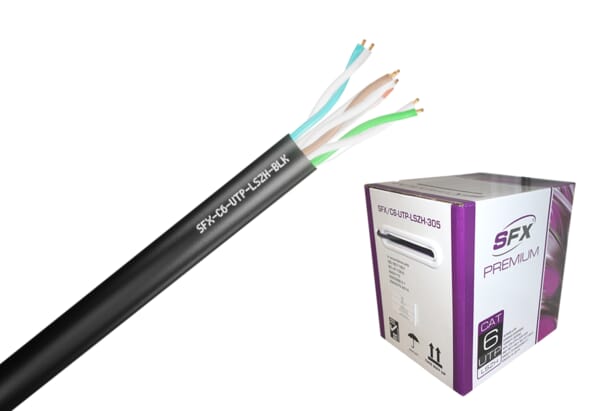 Cat 6 UTP LSZH Black Solid Copper Network Cable 305m