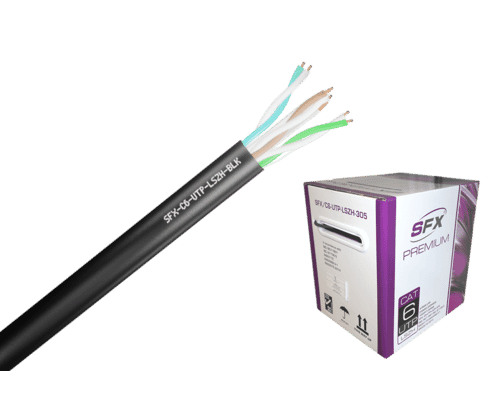 Cat 6 UTP LSZH Black Solid Copper Network Cable 305m