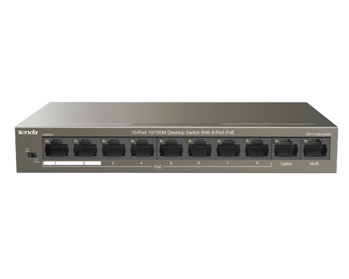 Tenda TEF1110P-8-63W 8 Port 10/100 PoE Switch with Dual Uplink