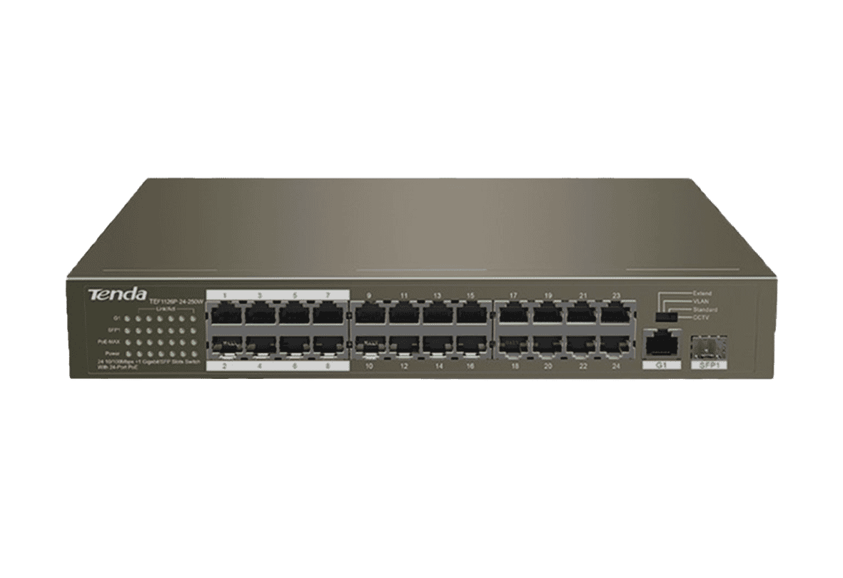 Tenda TEF1126P-24-250W 24 Port PoE Switch with SFP/RJ45 Uplink